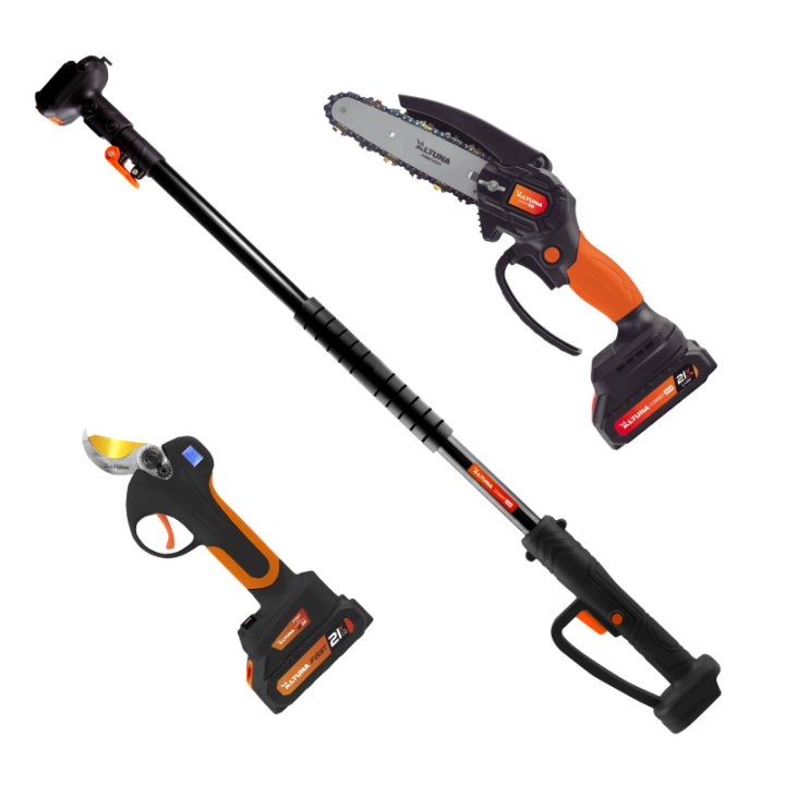 KIT CISEAUX+TRONÇONNEUSE+PERCHE 2 BATTE 21V-2A