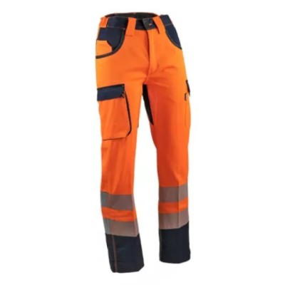 PANTALON HV BICOLORE ORANGE/BLEU