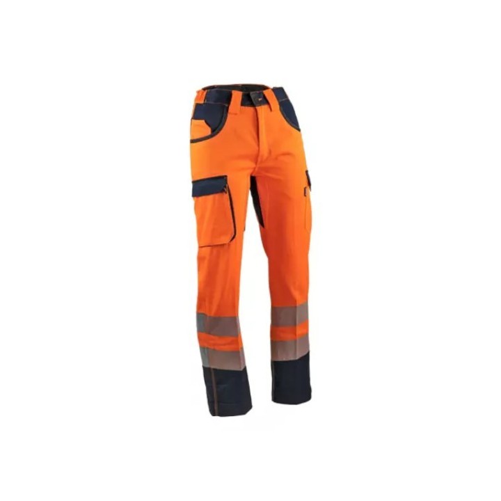 PANTALON HV BICOLORE ORANGE/BLEU
