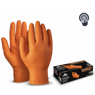 BOITE 50 GANTS NITRILE ORANGE DIAMOND GRIP