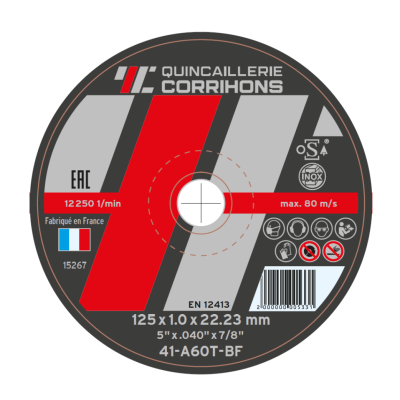DISQUE A TRONCONNER ACIER/INOX 125X1