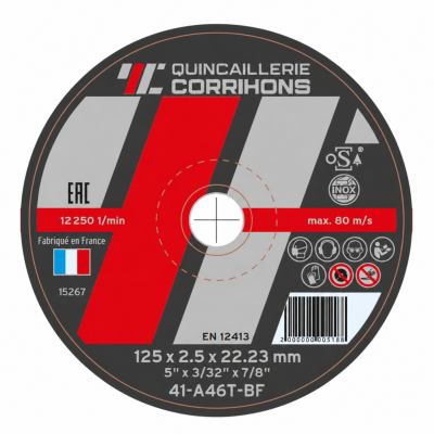 DISQUE A TRONCONNER ACIER/INOX 125X2.5