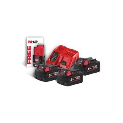 M18 NRG-503 - Pack NRJ 18V, 5,0 Ah R Red Lithium, système M18 + OFFERT 1 Batteri