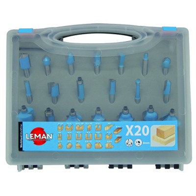 MECHE DE DEFONCEUSE ASSORTIES QUEUE 8 MM (COFFRET DE 20)